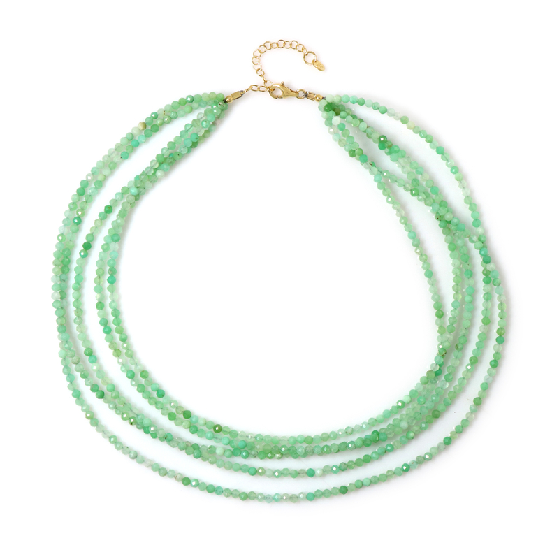 Chrysopras-Silberhalskette - Farbe: Grün