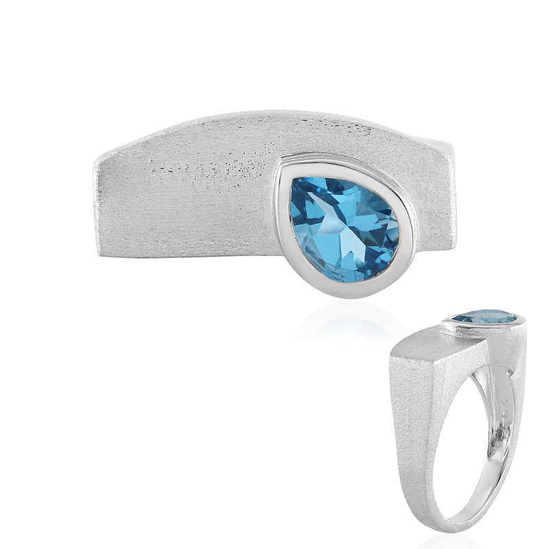 Schweizblauer Topas-Silberring (de Melo)