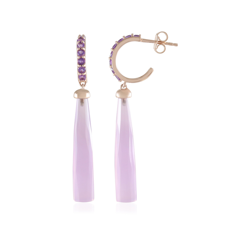 Lavendel-Chalzedon-Silberohrringe (KM by Juwelo)