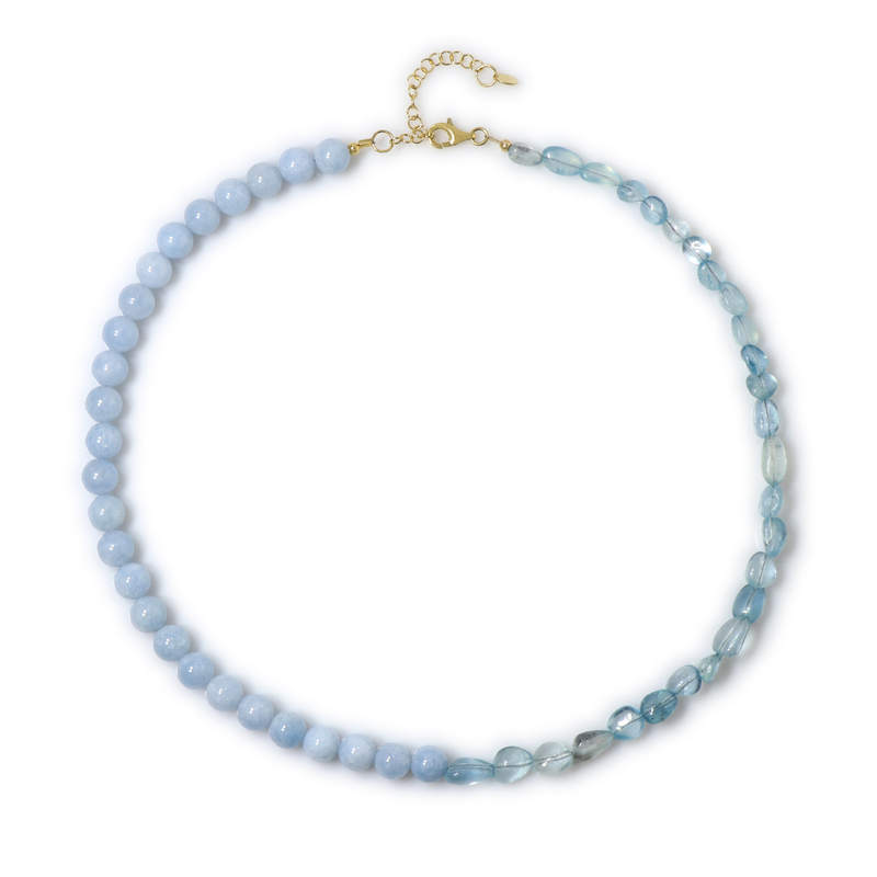 Brasilianischer Aquamarin-Silberhalskette - Farbe: Blau