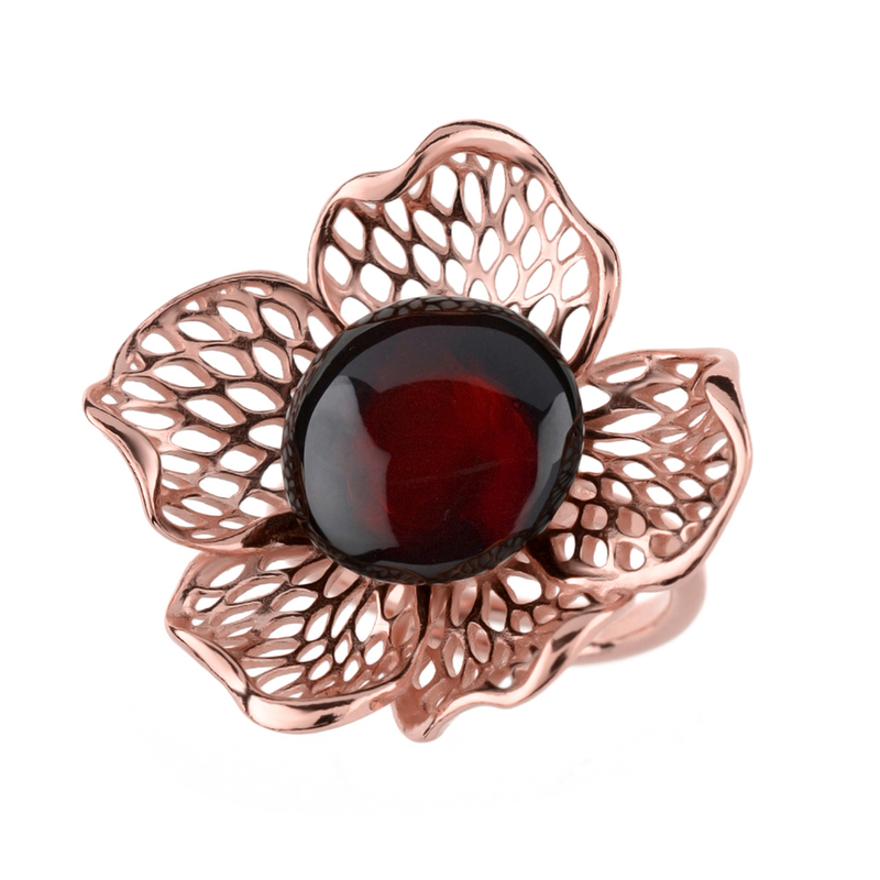 Baltischer Kirsch-Bernstein-Silberring (dagen)