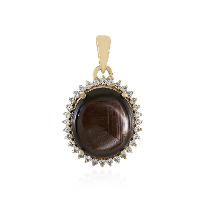 Schwarzer Stern-Saphir-Goldanhänger