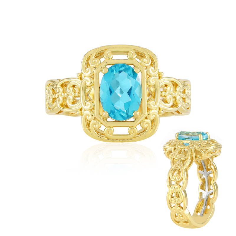 Paraibafarbener Topas-Silberring (Gems en Vogue)