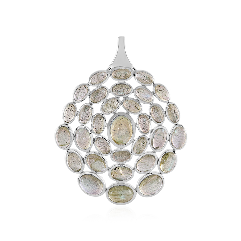 Grüner Maniry-Labradorit-Silberanhänger (KM by Juwelo)