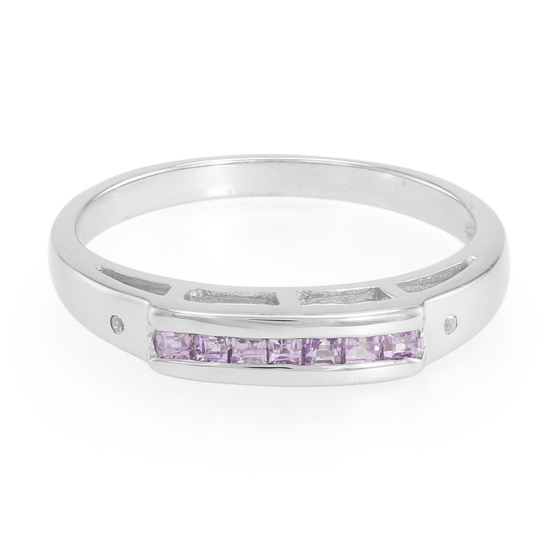 Nicht erhitzter Purpurfarbener Ceylon-Saphir-Silberring