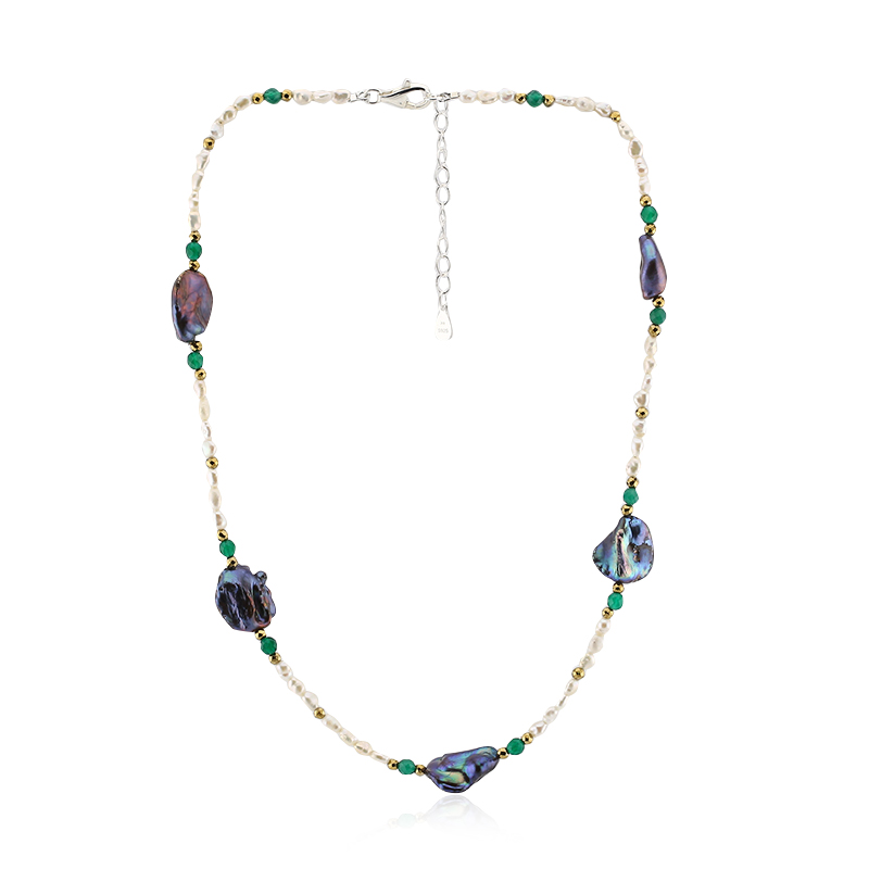 Mystik-Keshi-Perlen-Silberhalskette (TPC)