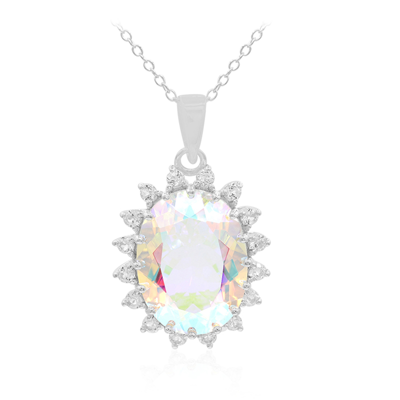 Mondlicht-Quarz-Silberhalskette