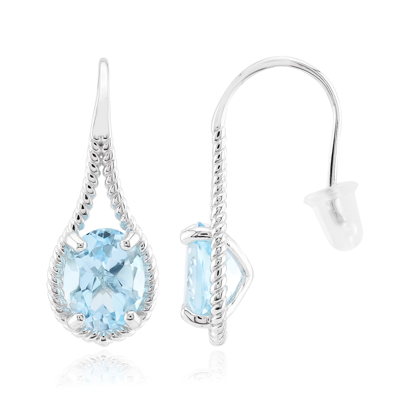 Himmelblauer Topas-Silberohrringe