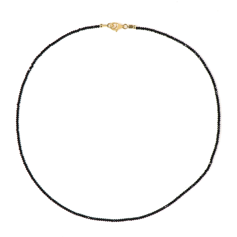 Schwarzer Spinell-Silberhalskette