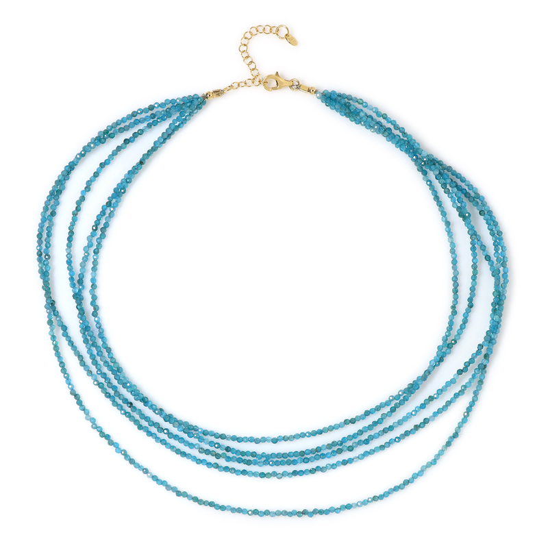 Neonblauer Apatit-Silberhalskette