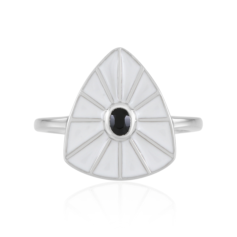 Schwarzer Spinell-Silberring (MONOSONO COLLECTION)