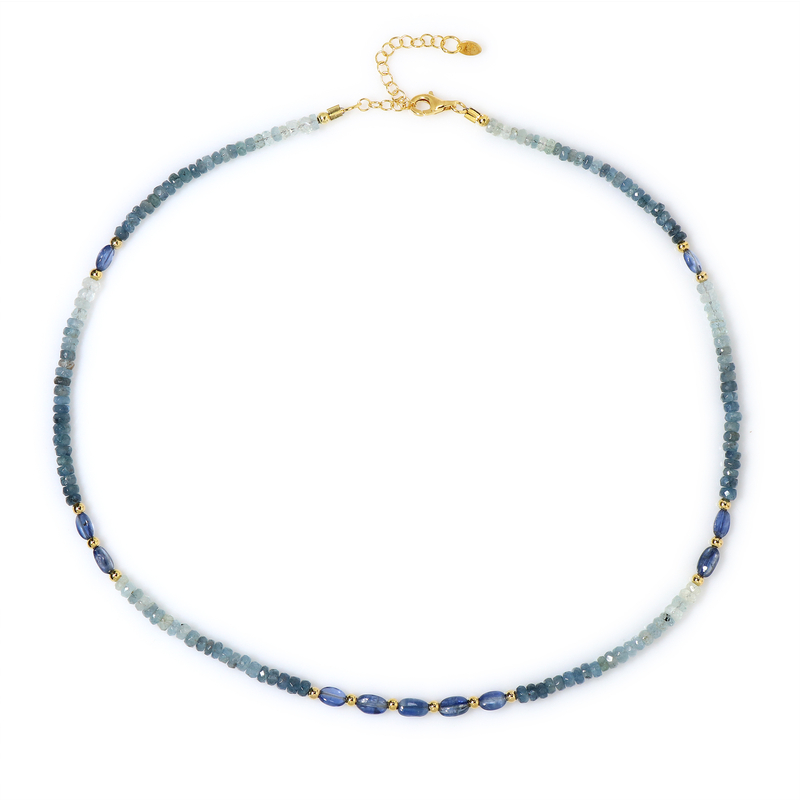 Edelstein-Silberhalskette - Farbe: Blau