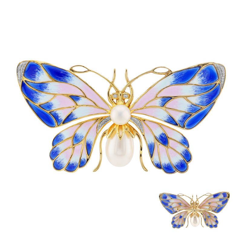 Weiße Süßwasserzuchtperlen-Silberbrosche (TPC)