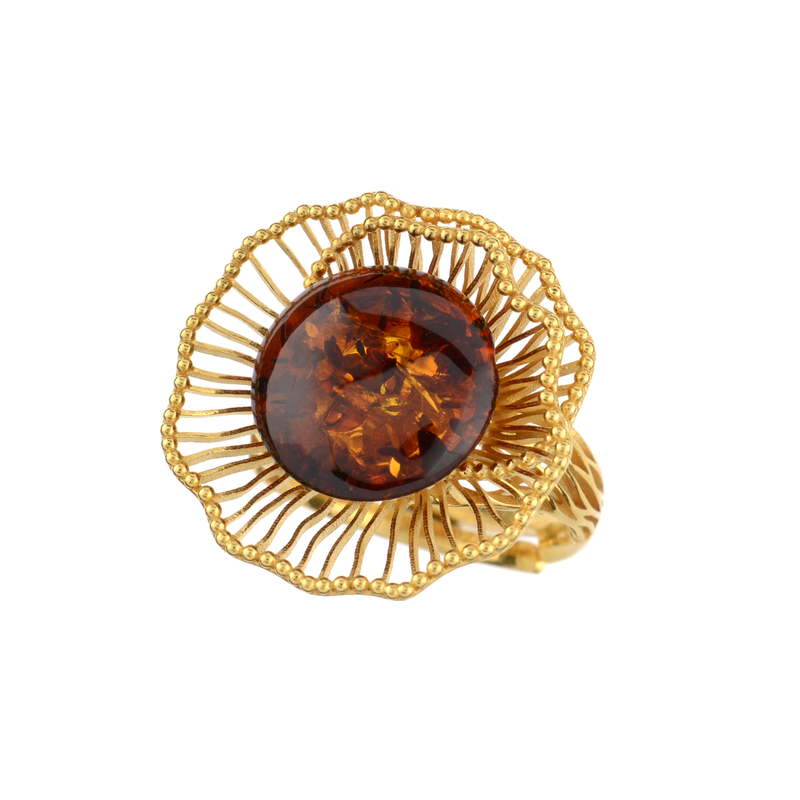 Baltischer Cognac-Bernstein-Silberring (dagen)