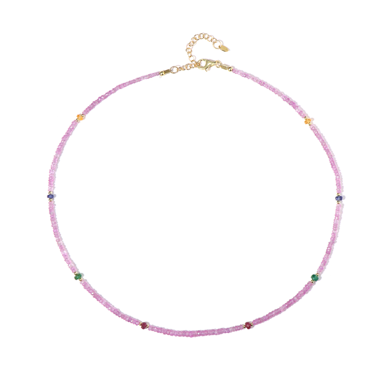 Pinkfarbener Ceylon-Saphir-Silberhalskette