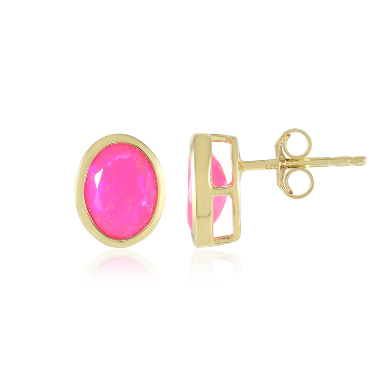 Äthiopischer Pinkfarbener Opal-Silberohrringe