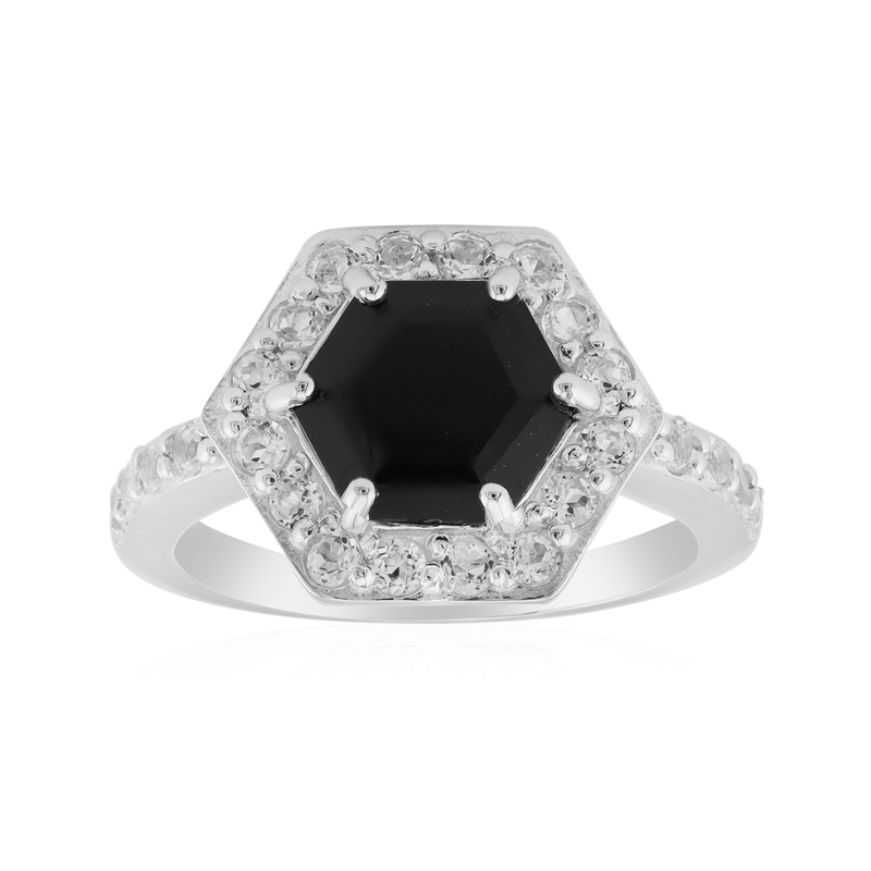 Schwarzer Onyx-Silberring