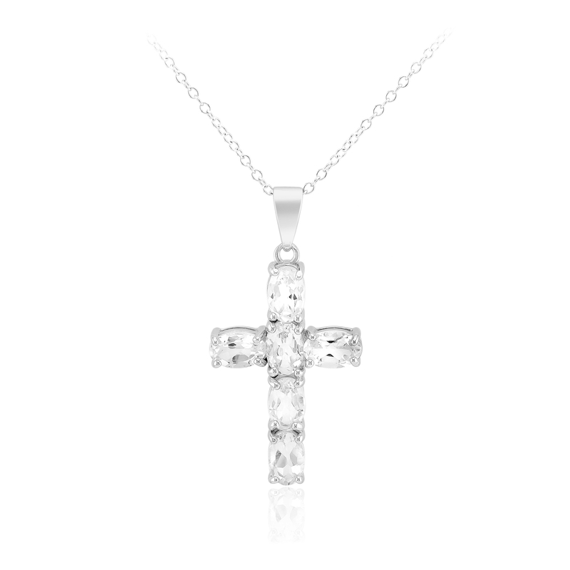 Weißer Topas-Silberhalskette