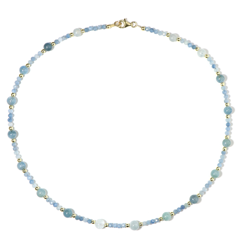 Brasilianischer Aquamarin-Silberhalskette Brasilianischer Aquamarin-Silberhalskette