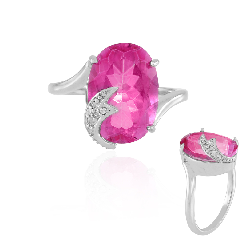 Pinkfarbener Quarz-Silberring