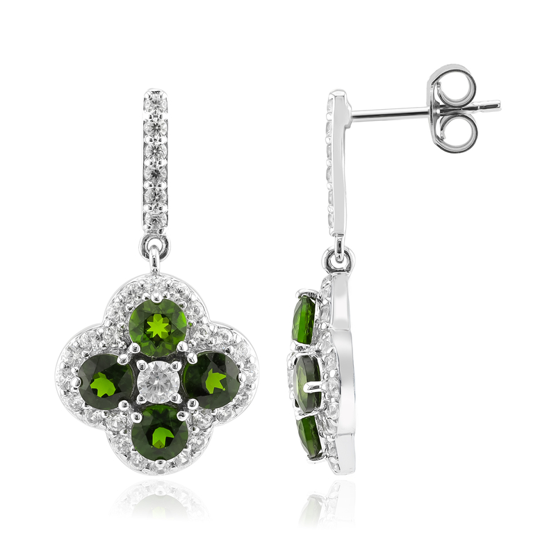 Russischer Diopsid-Silberohrringe Russischer Diopsid-Silberohrringe