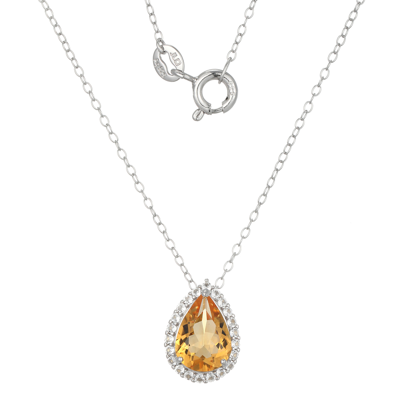 Citrin-Silberhalskette
