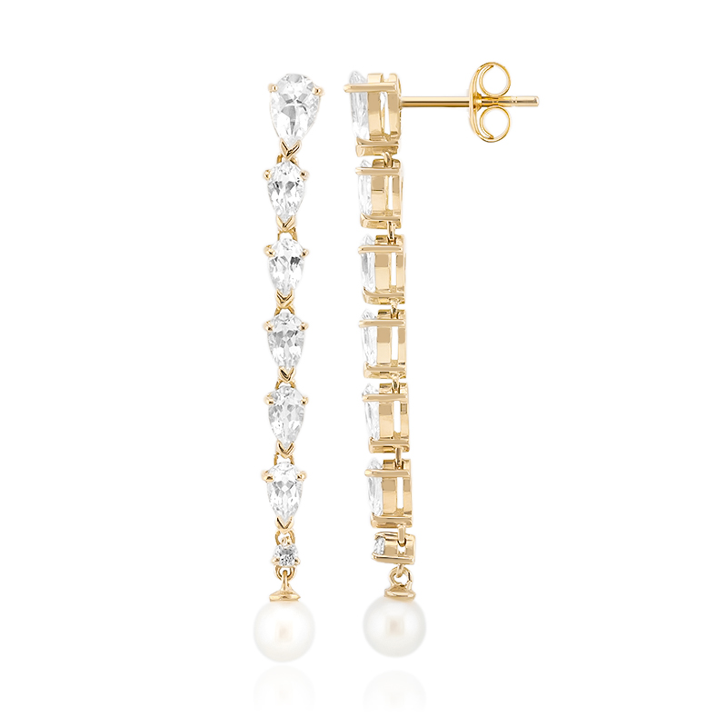 Weißer Topas-Silberohrringe Weißer Topas-Silberohrringe