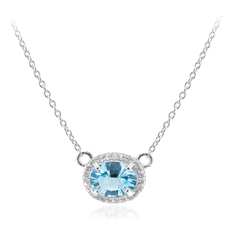 Himmelblauer Topas-Silbercollier Himmelblauer Topas-Silbercollier
