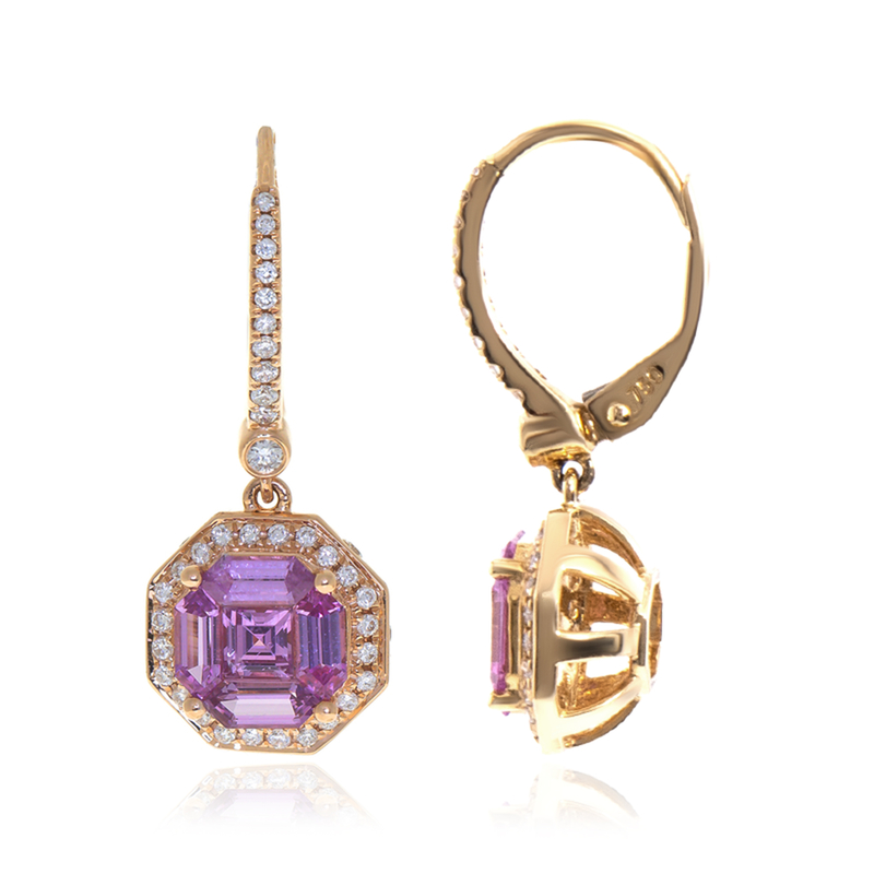 Pinkfarbener Saphir-Goldohrringe (CIRARI)