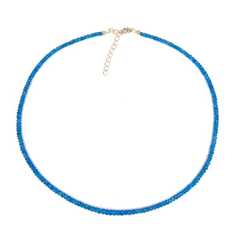 Neonblauer Apatit-Silberhalskette