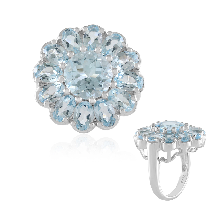 Himmelblauer Topas-Silberring Himmelblauer Topas-Silberring