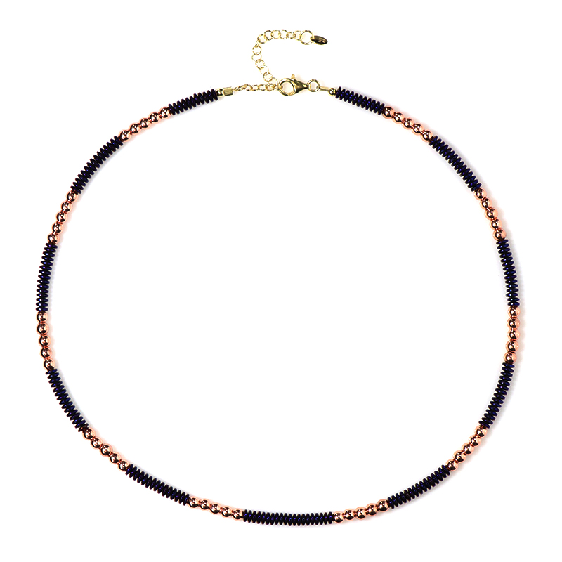 Hämatit-Silberhalskette