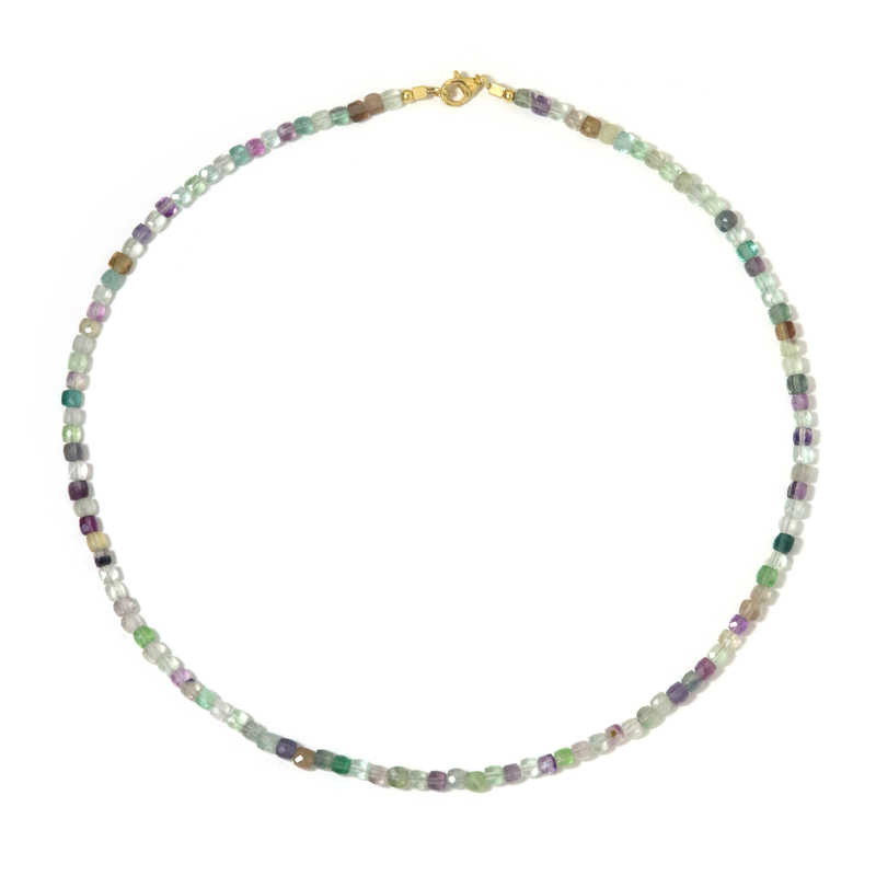 Fluorit-Silberhalskette