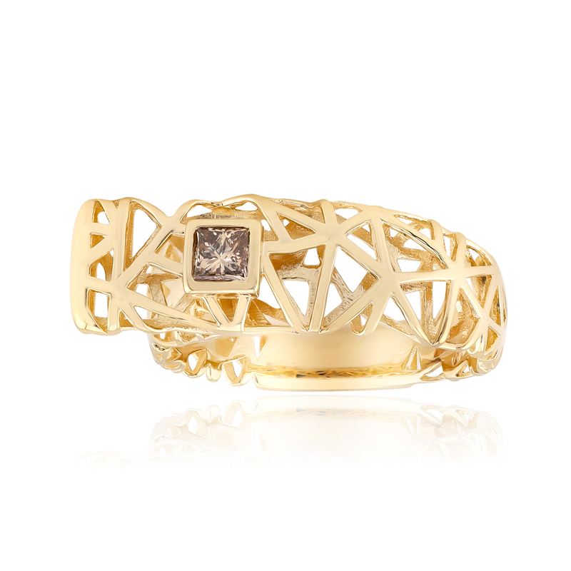 I2 Champagner-Diamant-Goldring (Ornaments by de Melo) I2 Champagner-Diamant-Goldring (Ornaments by de Melo)