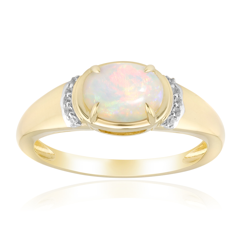 Brasilianischer Weißer Opal-Goldring Brasilianischer Weißer Opal-Goldring