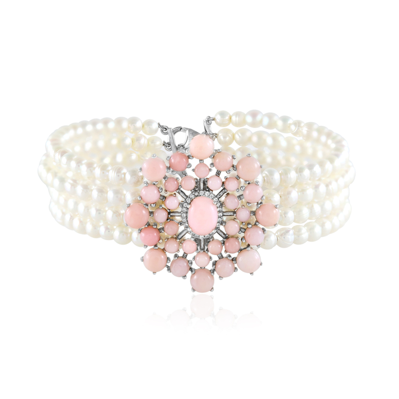 Pinkfarbener Opal-Silberarmband (de Melo Essence)