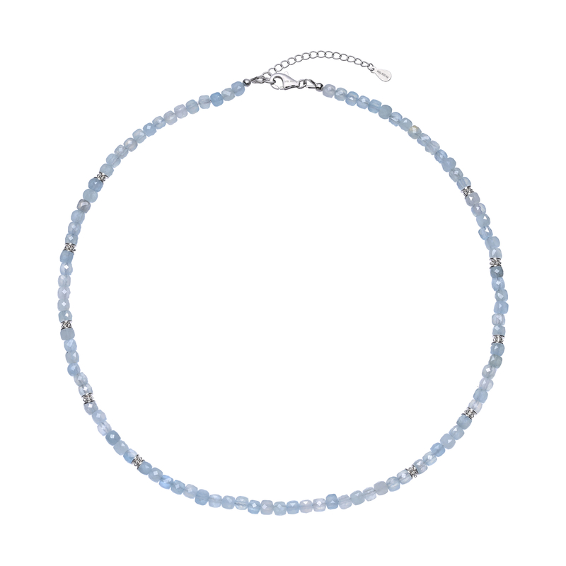Aquamarin-Silberhalskette