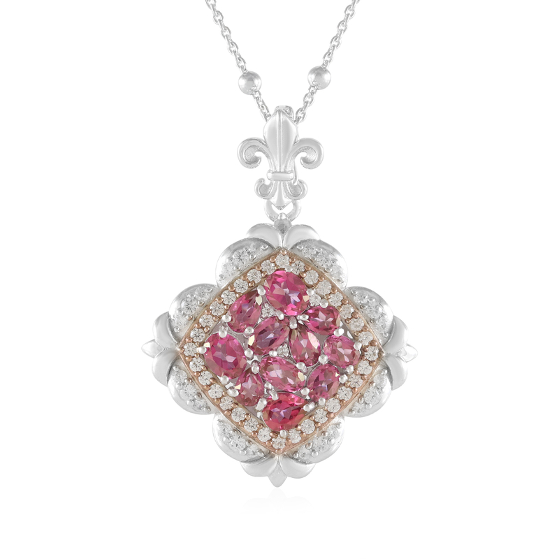 Pinkfarbener Topas-Silberhalskette (Dallas Prince Designs)