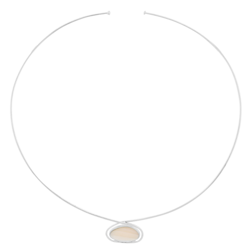 Perlmutt-Silberhalsreif