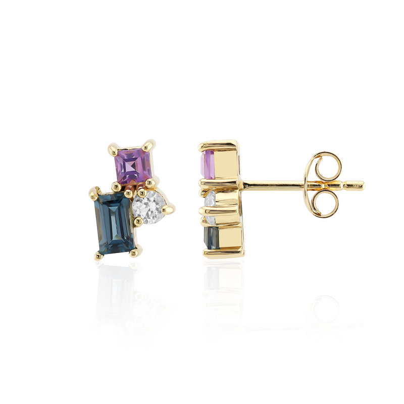 Edelstein-Silberohrringe