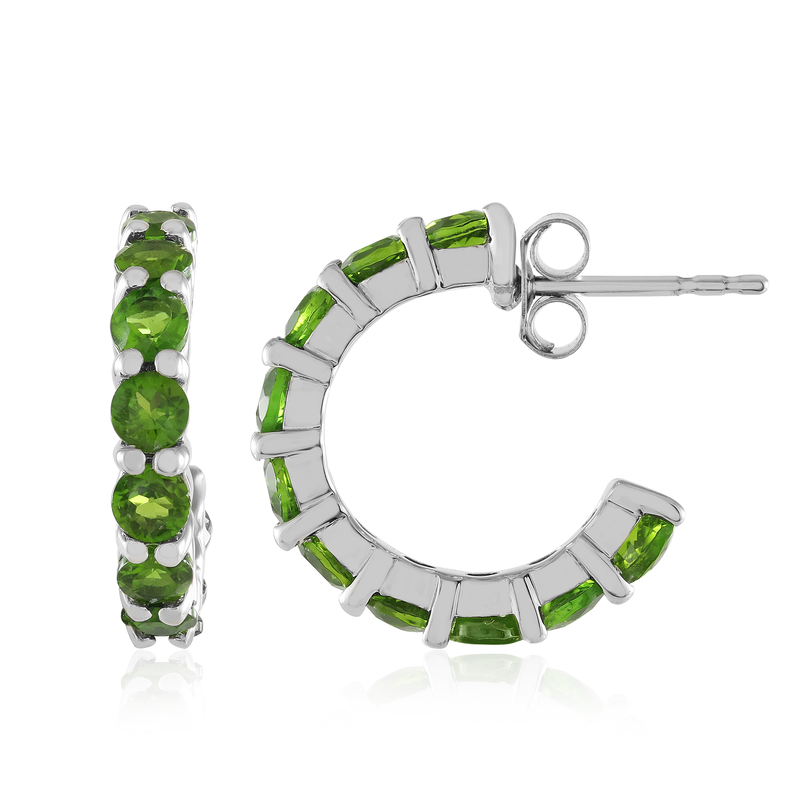 Russischer Diopsid-Silberohrringe