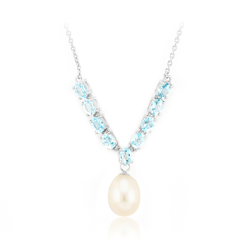 Weiße Süßwasserzuchtperlen-Silbercollier