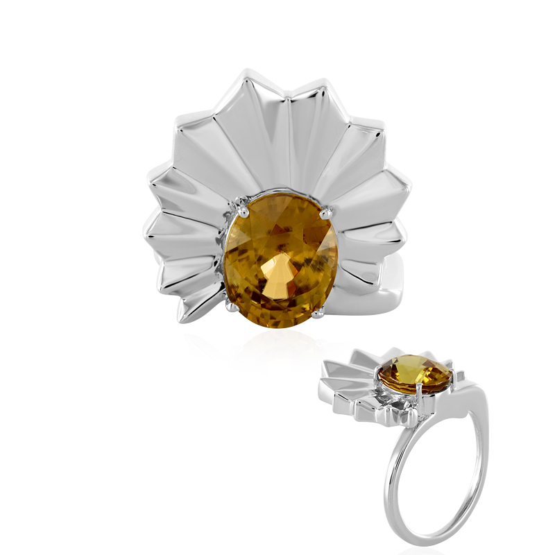 Gelber Zirkon-Silberring (SAELOCANA)