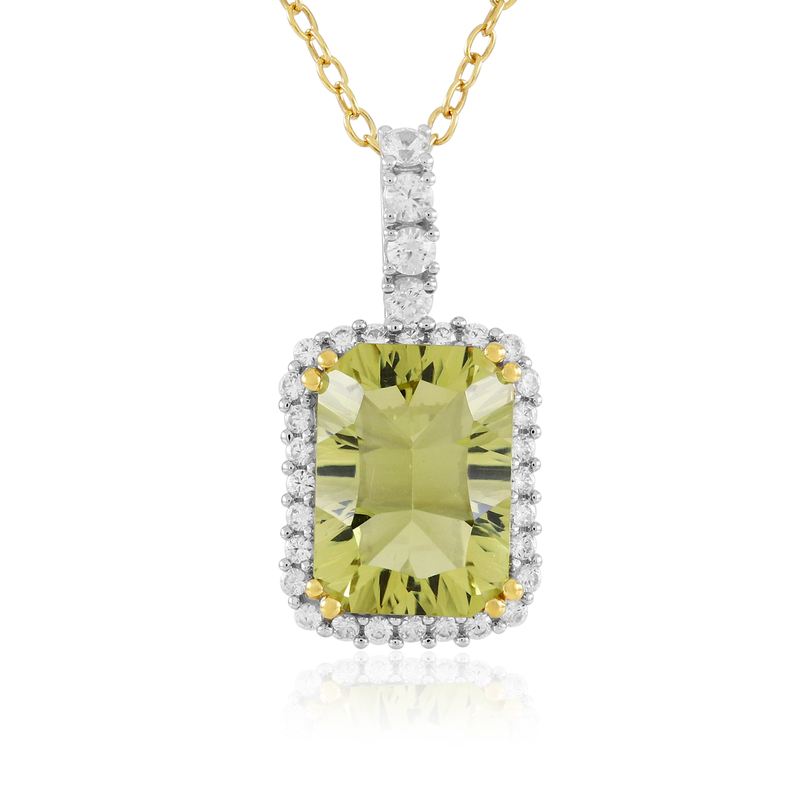 Ouro Verde-Quarz-Silberhalskette (Gems en Vogue)