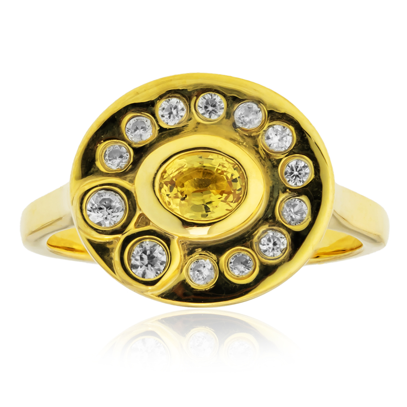 Gelber Ceylon-Saphir-Silberring