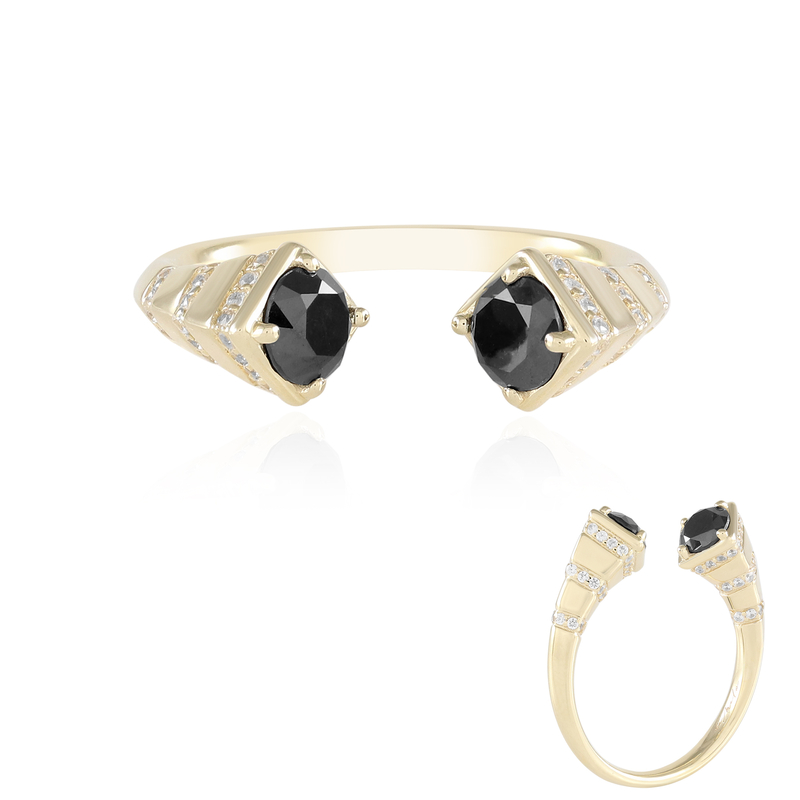 Schwarzer Brillant-Goldring (de Melo Gold)
