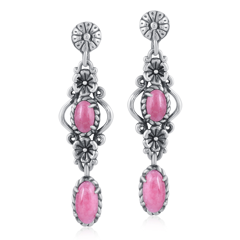 Rhodonit-Silberohrringe (Desert Chic) - Farbe: Pink