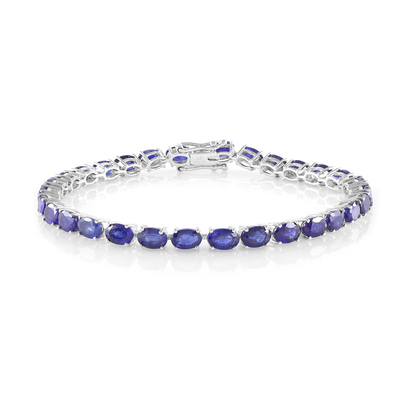 Blauer Madagaskar-Saphir-Silberarmband