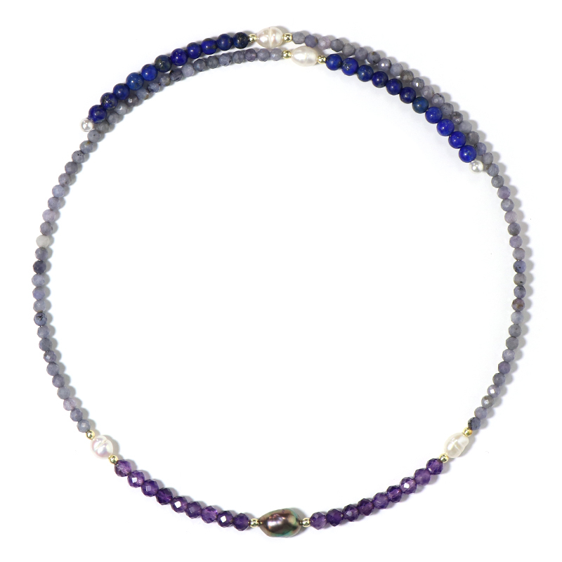 Edelstein-Stahlhalsreif (Riya)