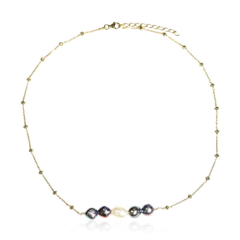 Weiße Süßwasserzuchtperlen-Silbercollier (TPC)